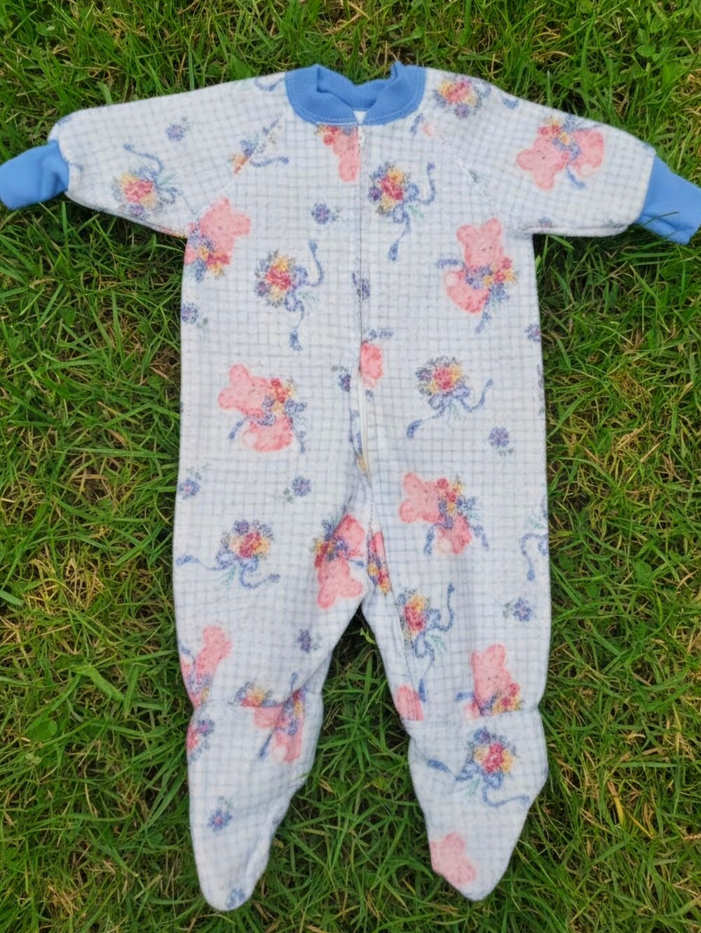 Vintage 0-6M Fleece Teddy Bears Footie Sleeper